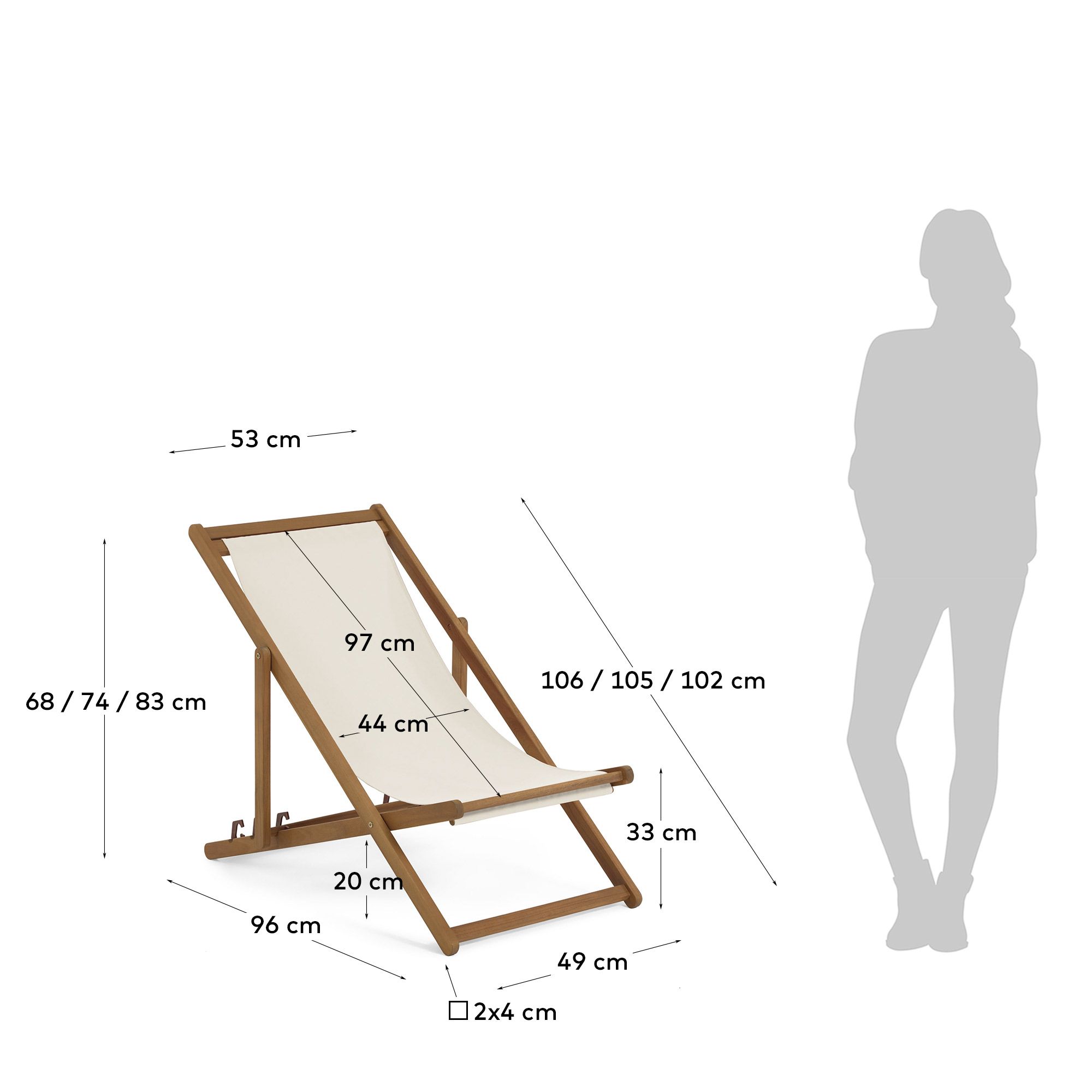 Шезлонг La Forma Adredna из массива акации бежевый