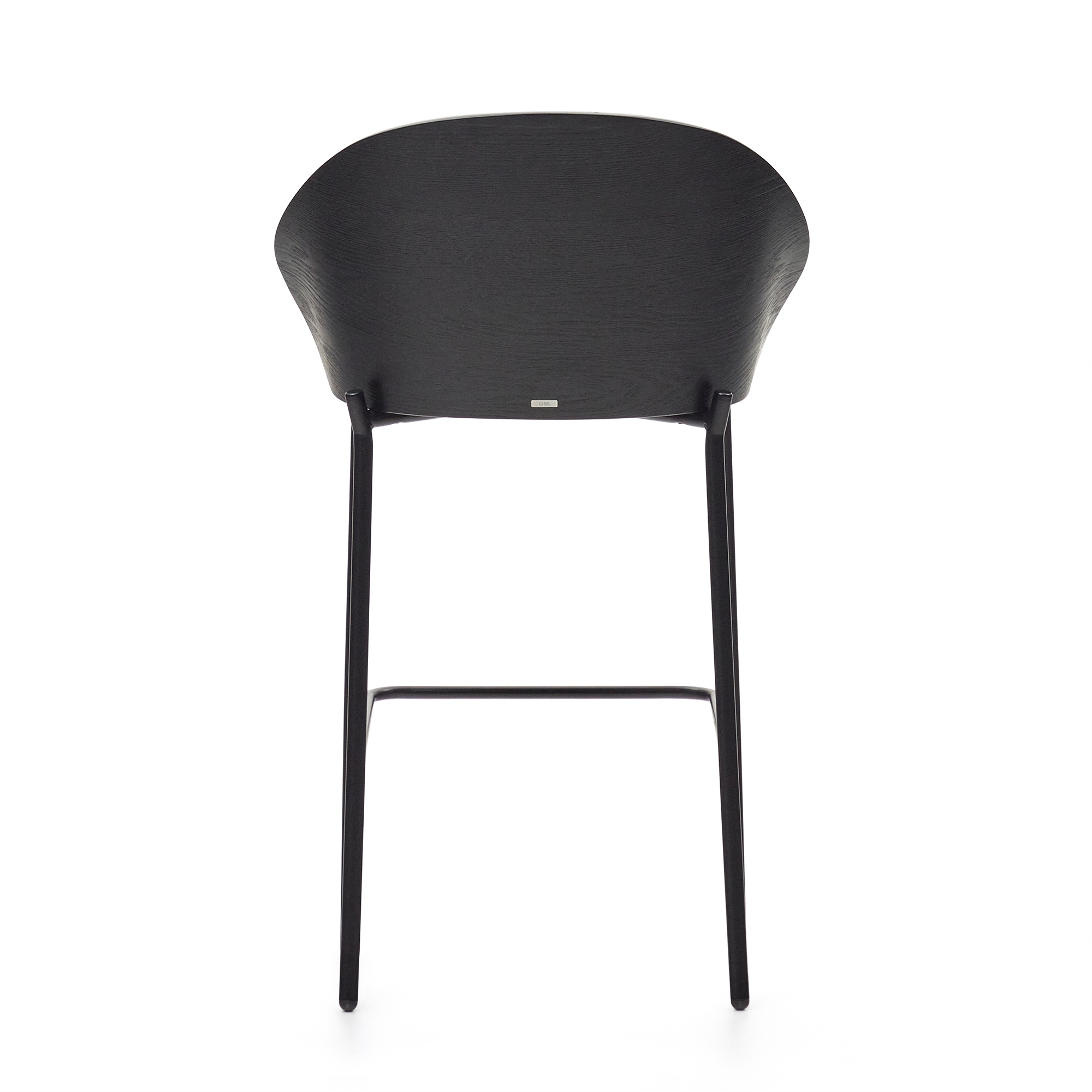 Барный стул La Forma Eamy светло-серый с отделкой из шпона ясеня с черным покрытием 178074