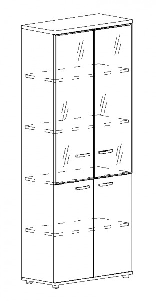 Шкаф для документов со стеклянными дверьми в алюминиевой рамке А4 9380