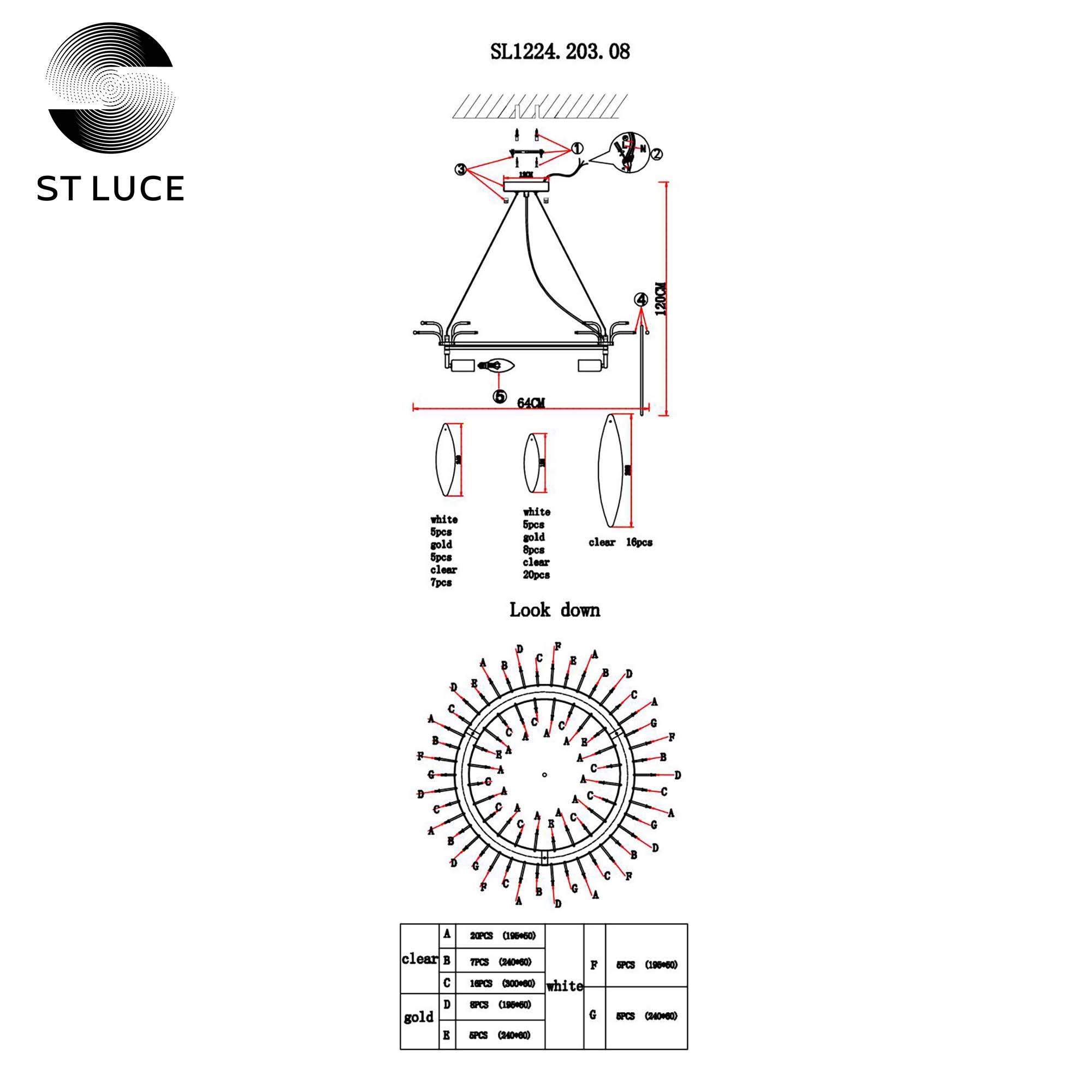 Подвесная люстра ST LUCE LASTRA SL1224.203.08