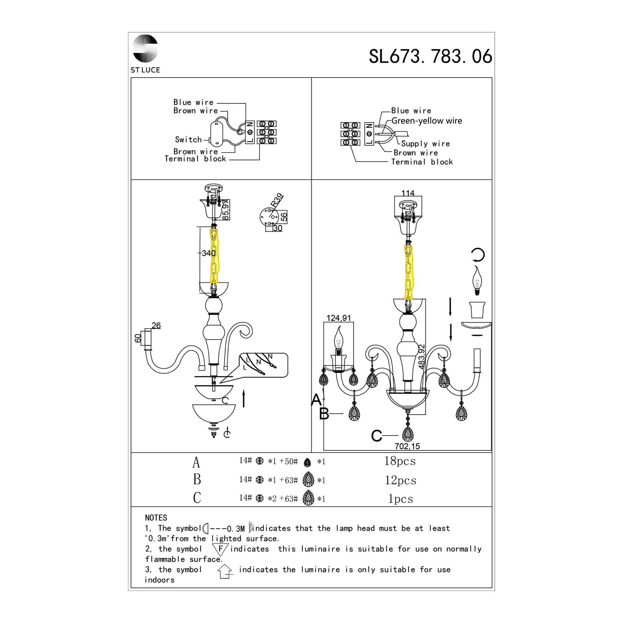 Подвесная люстра ST LUCE ORNATO SL673.783.06