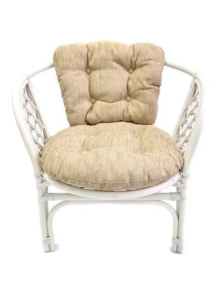 Кресло из ротанга Багама белый матовый (подушки шенилл обычные светлые)