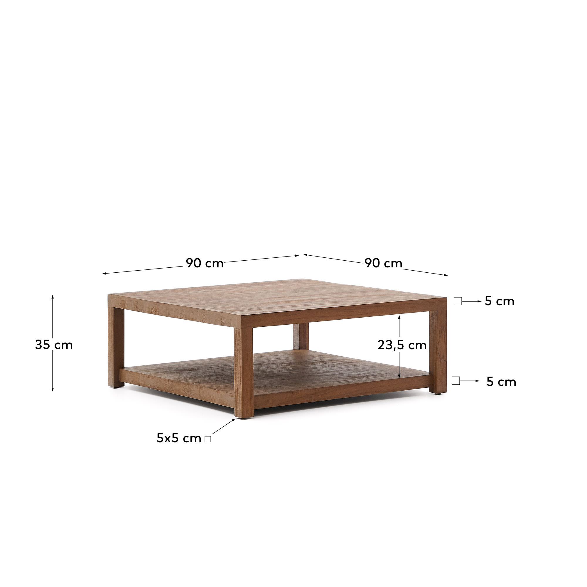 Приставной стол La forma Sashi из массива тикового дерева 90 x 90 см 191598