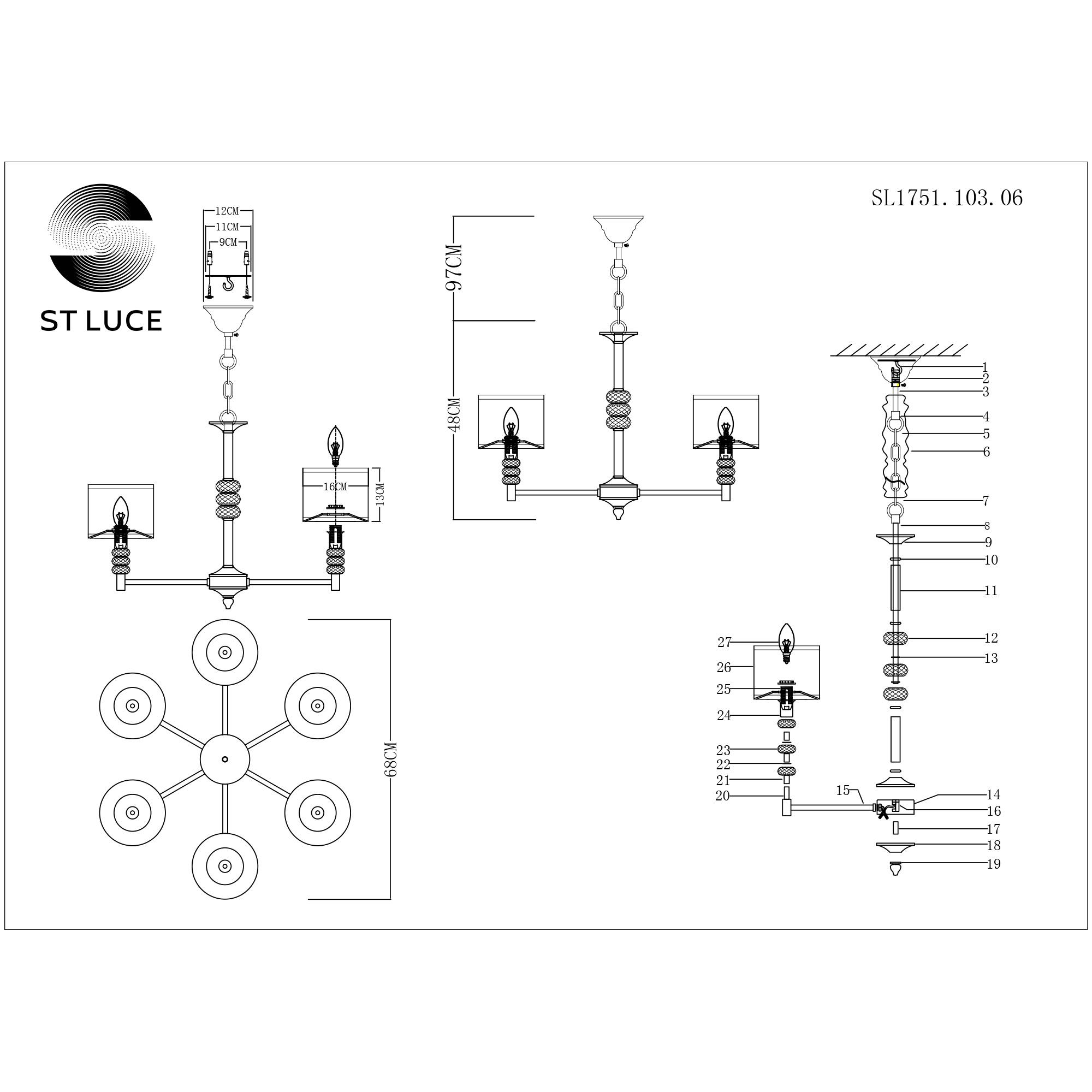 Подвесная люстра ST LUCE ENITA SL1751.103.06