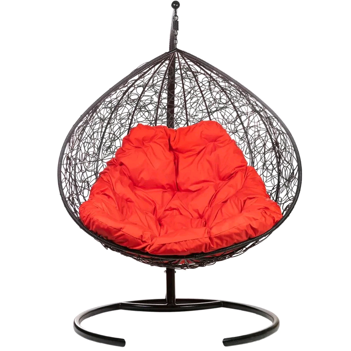 Двойное подвесное кресло Bigarden Gemini black с красной подушкой