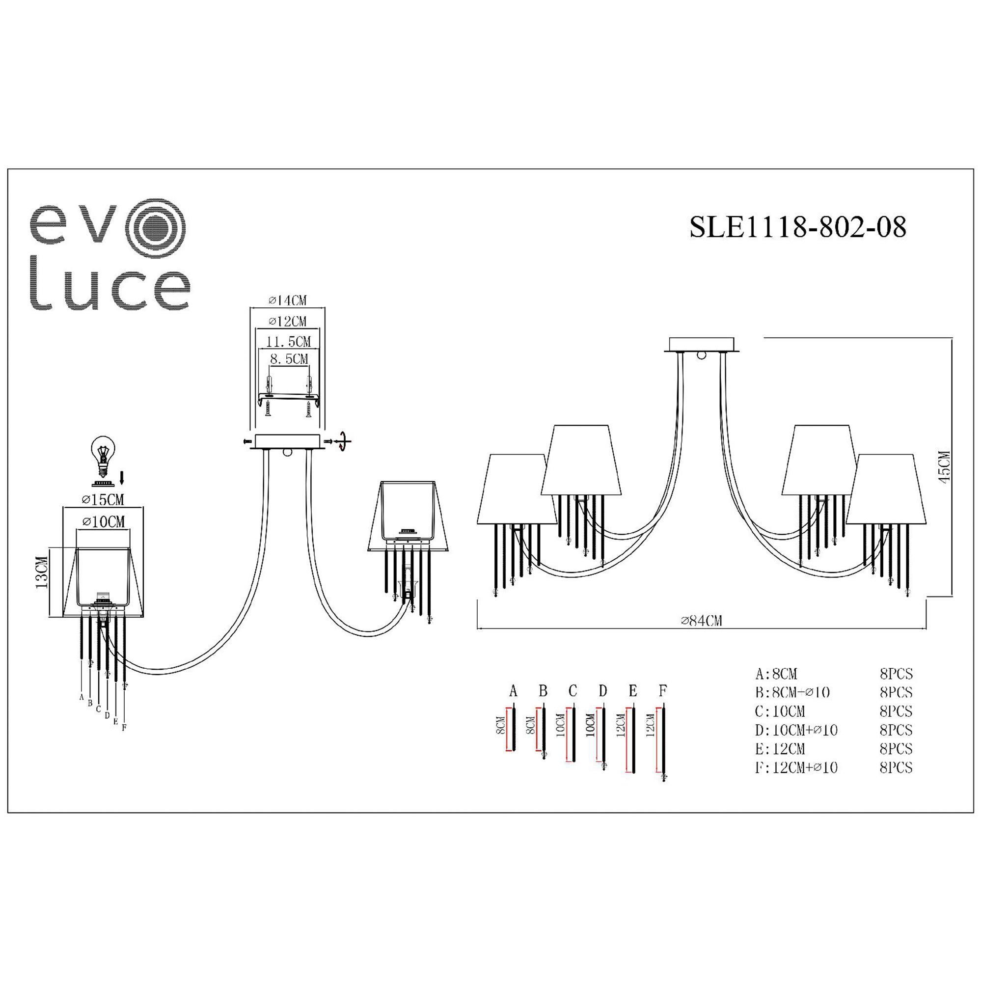 Люстра на штанге EVOLUCE ALLURIA SLE1118-802-08