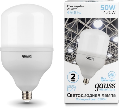Лампа Gauss Elementary T140 50W 4500lm 6500K E27 LED 1/8