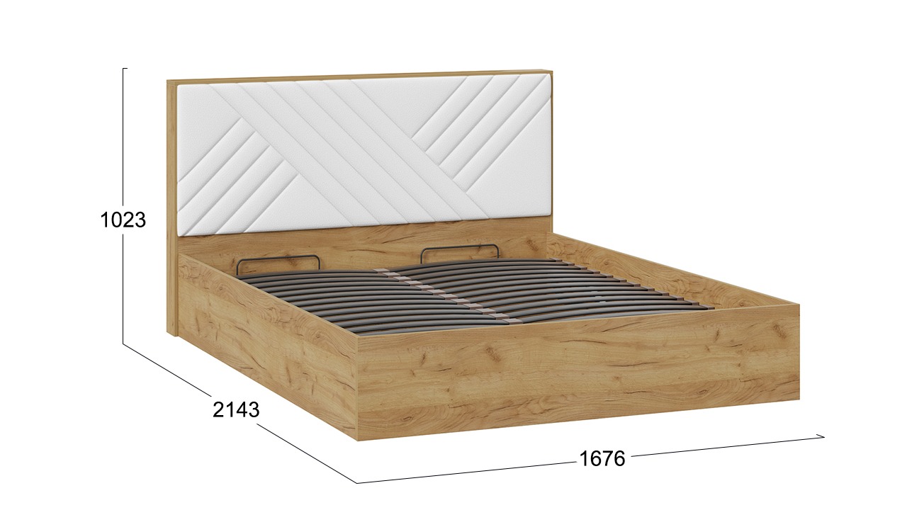 Кровать 160х200 с подъемным механизмом и заглушиной Хилтон дуб крафт золотой белый