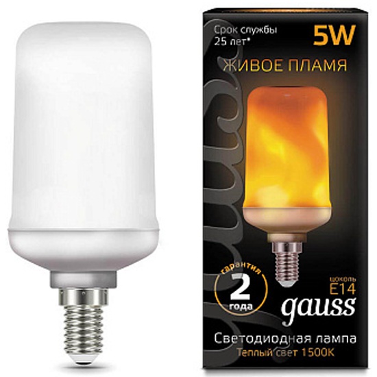 Лампа Gauss T65 5W 20-80lm 1500K E14 Flame LED 1/10/100