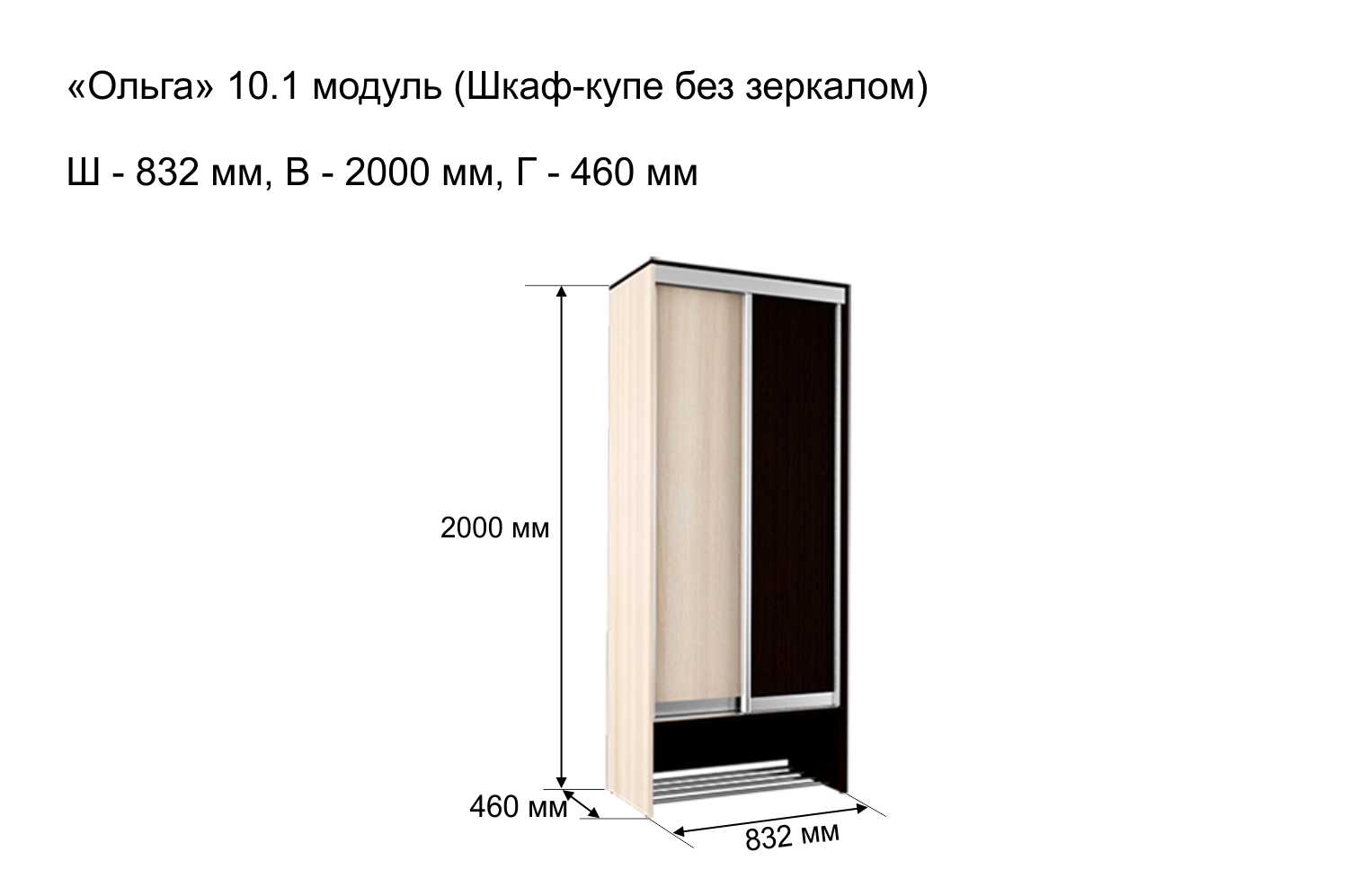 Шкаф-купе Ольга 10.1 без зеркала