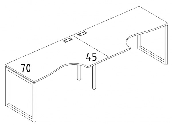 Рабочая станция 240x90x75 Классика на металлокаркасе QUATTRO А4 4 041-2