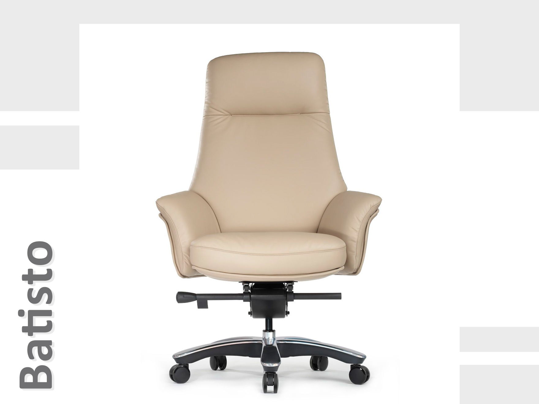 Офисное кресло из натуральной кожи RIVA DESIGN Batisto (A2018) светло-бежевый