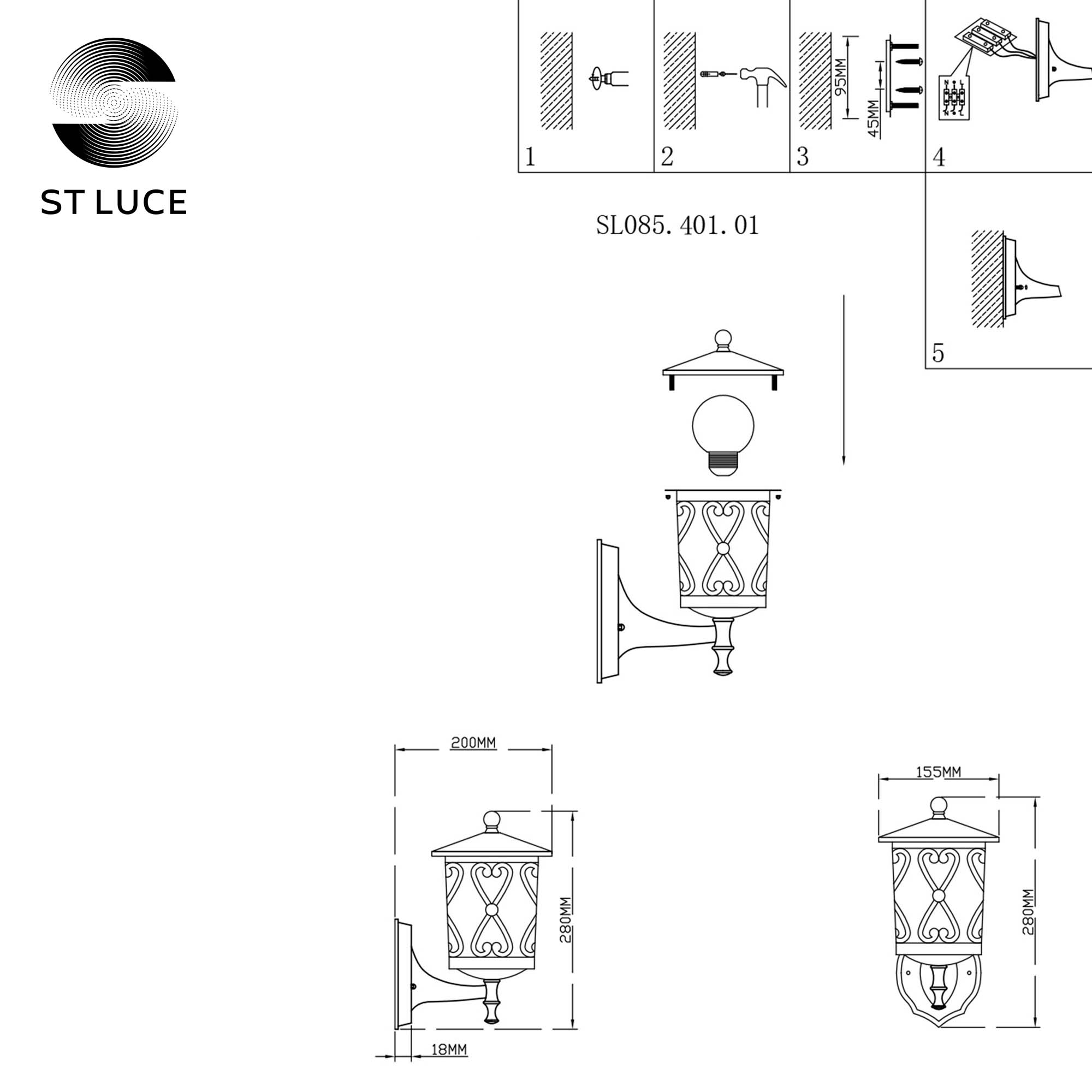 Уличный настенный светильник ST LUCE LORNE SL085.401.01