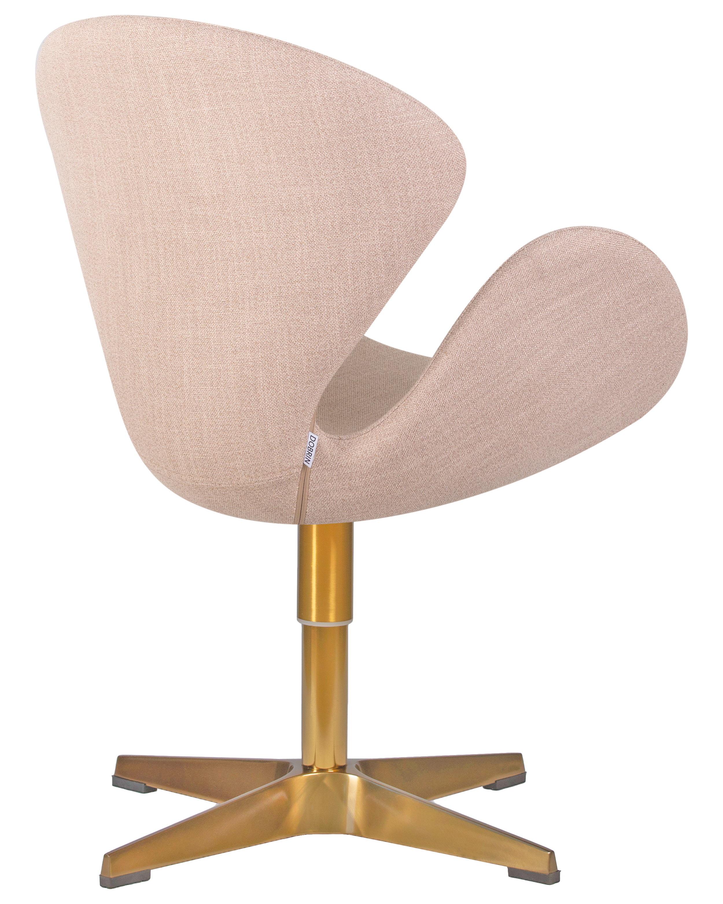 Кресло дизайнерское DOBRIN SWAN бежевая ткань IF1, золотое основание