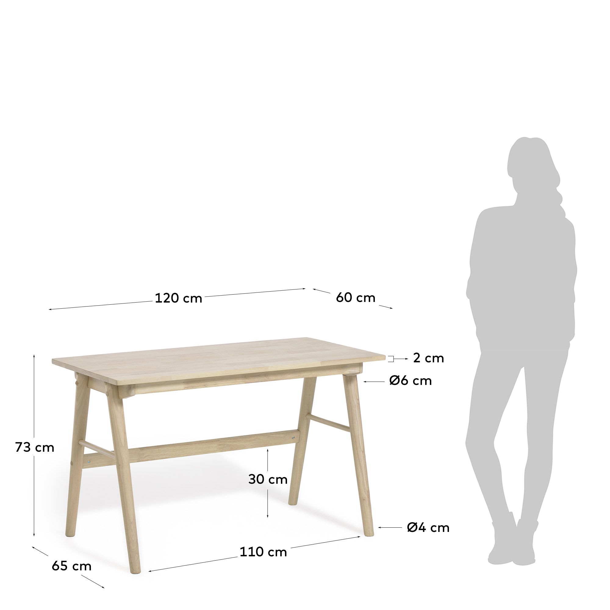 Письменный стол La Forma Curie из массива каучука 120 x 60 см