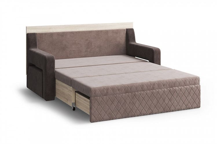 Диван Стол Кровать (3 в 1) Смарт-2 Ромб с подушками бежевый / коричневый МЛК