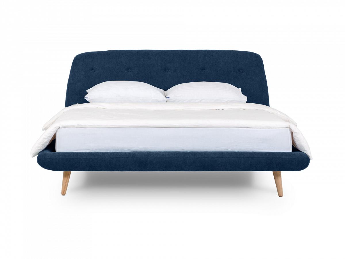 Кровать с мягким изголовьем Loa 160x200 синий 464184