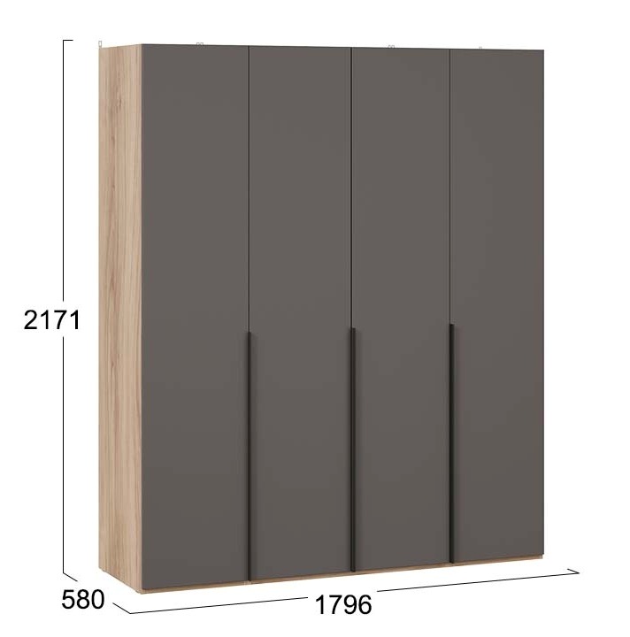 Шкаф для одежды с 4 глухими дверями Порто яблоня беллуно графит софт СМ-393.07.110