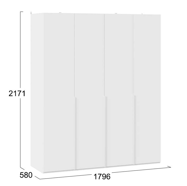 Шкаф для одежды с 4 глухими дверями Порто белый жемчуг белый софт СМ-393.07.110