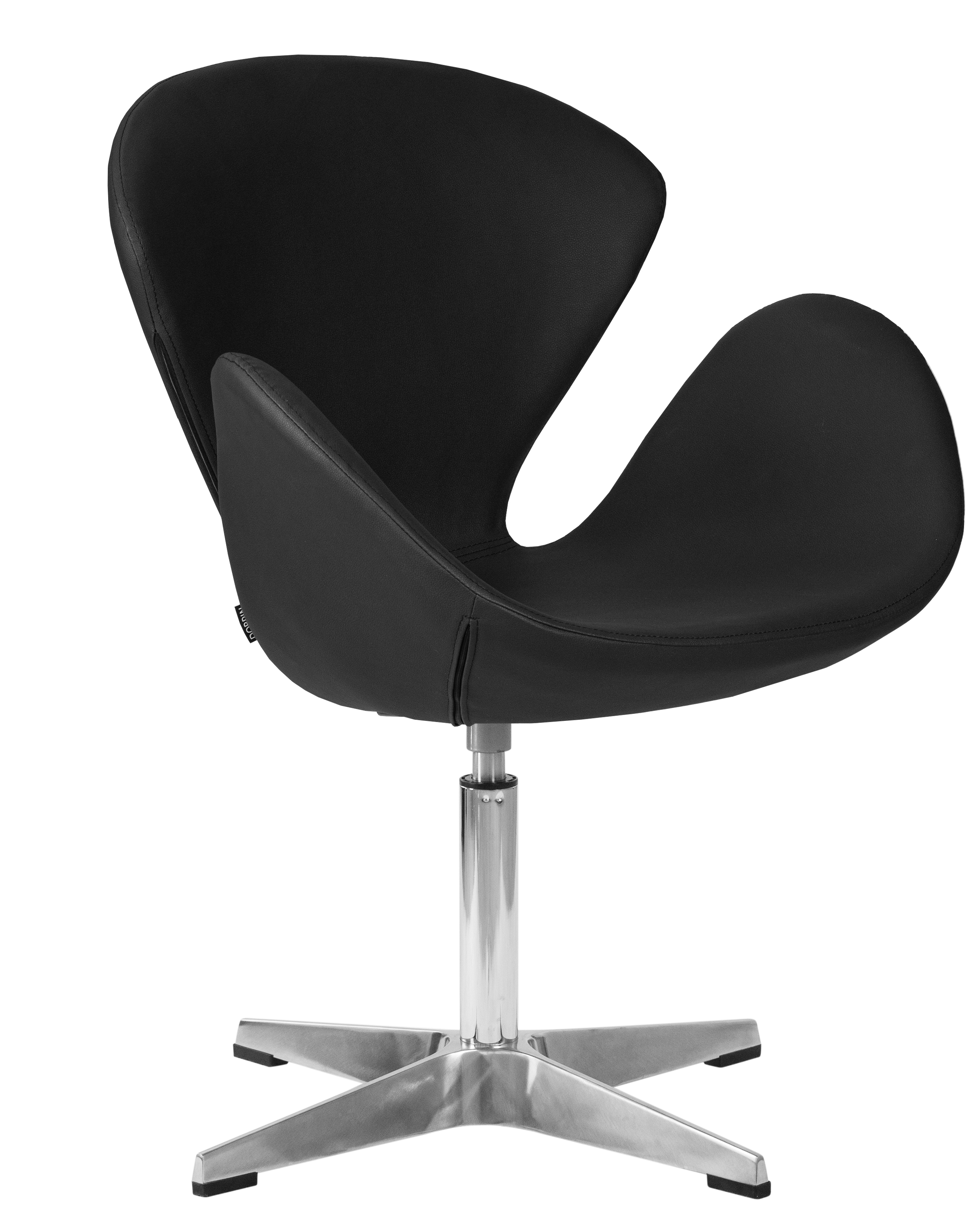 Кресло дизайнерское DOBRIN SWAN черный кожзам P13, алюминиевое основание