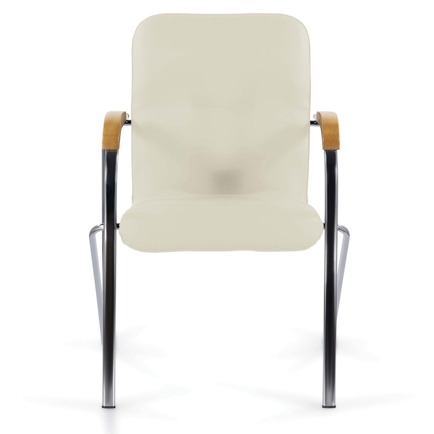 Кресло для посетителей BRABIX Samba CF-103 хром накладки бук экокожа бежевый 532757