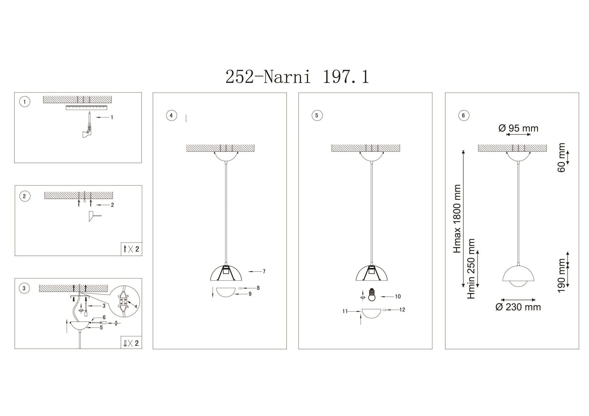 Подвесной светильник Lucia Tucci Narni 197.1 nero