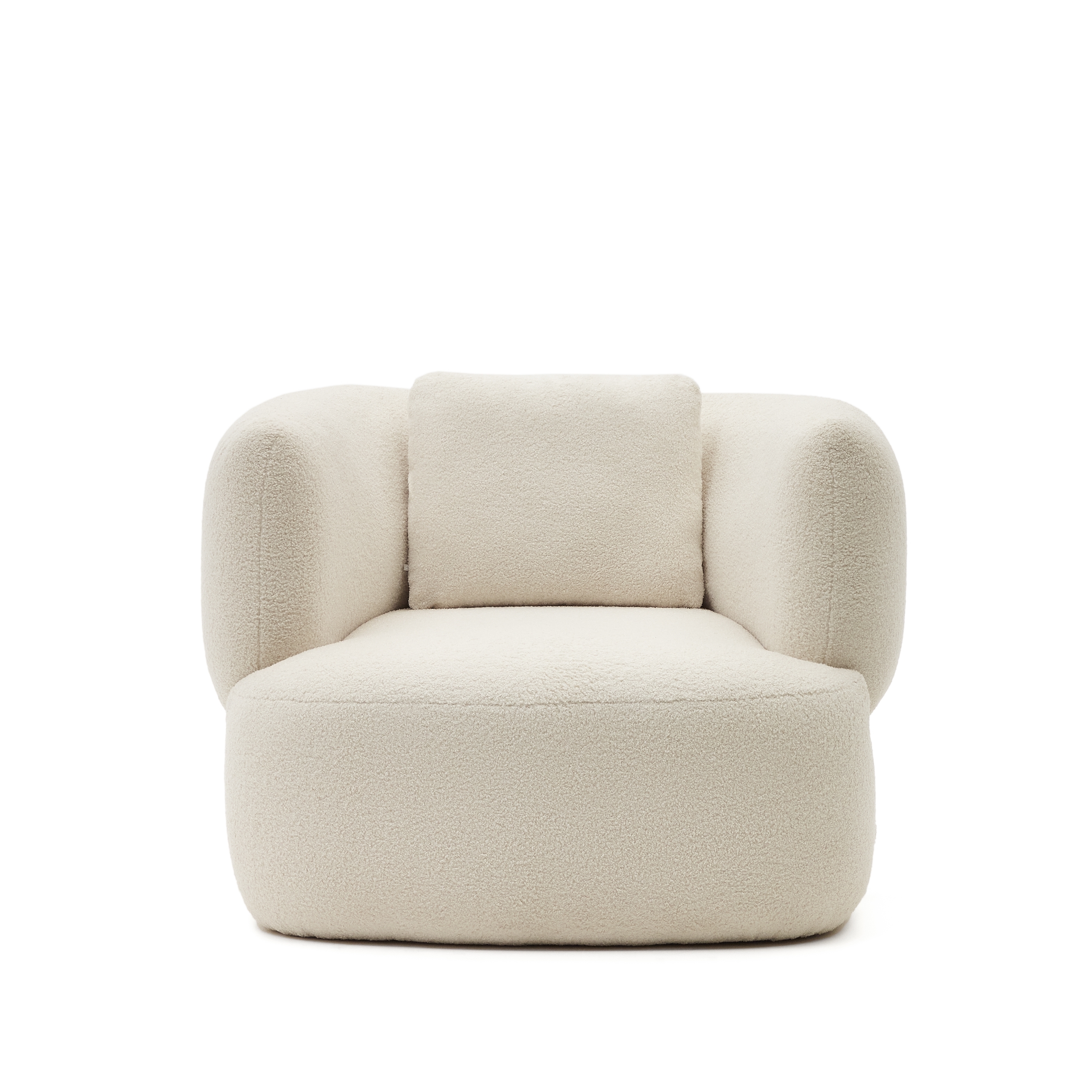 Поворотное кресло La Forma Martina букле белоснежное с подушкой 190127