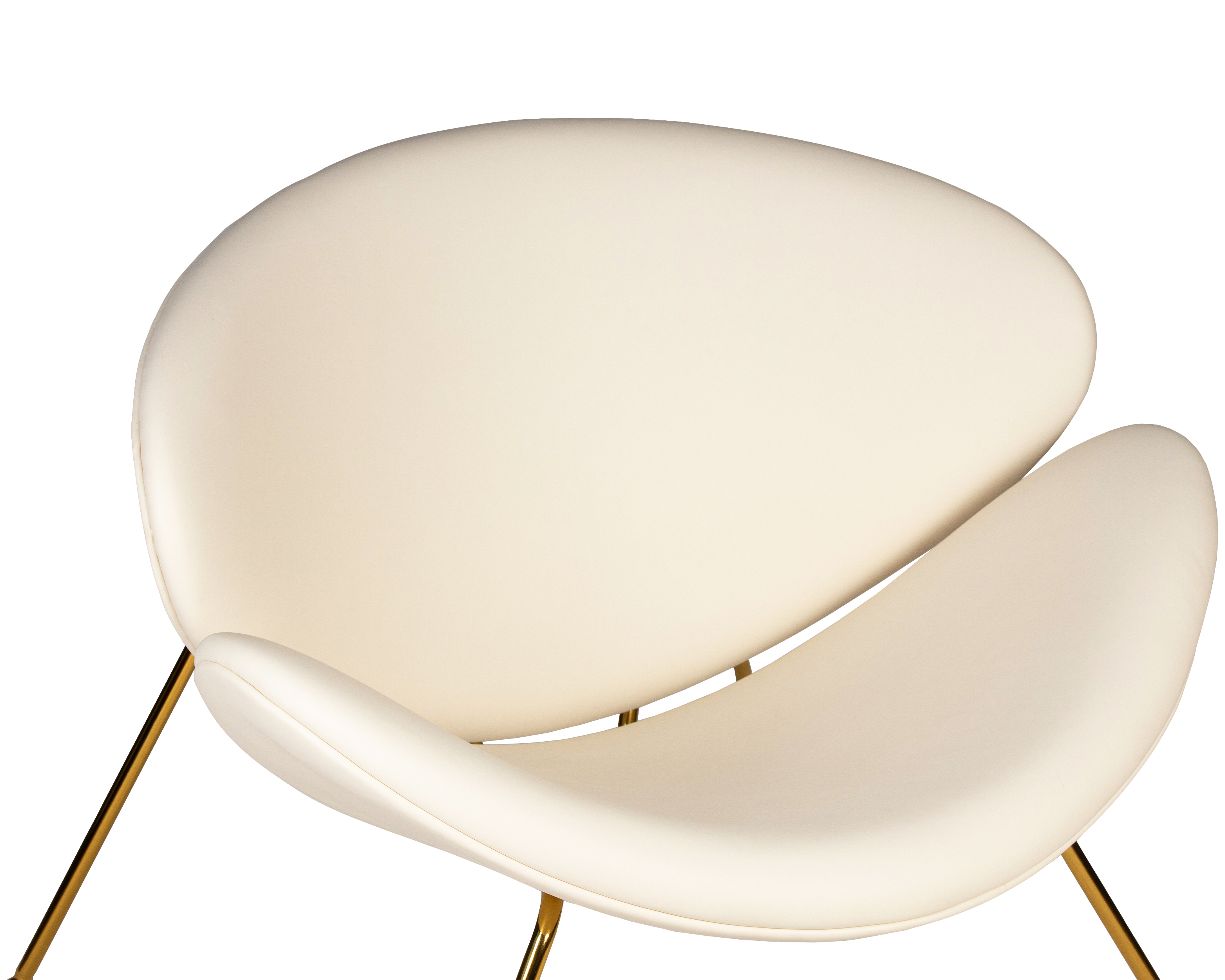 Кресло дизайнерское DOBRIN EMILY белый винил YP17, золотое основание