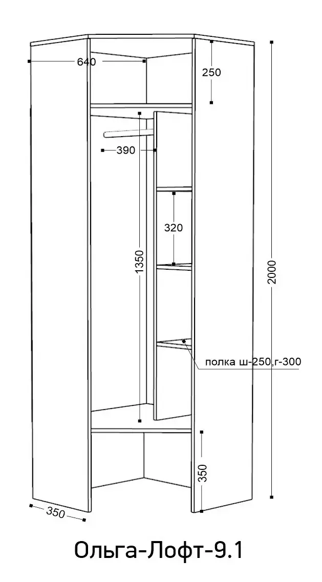 Поэтапная схема сборки углового шкафа.