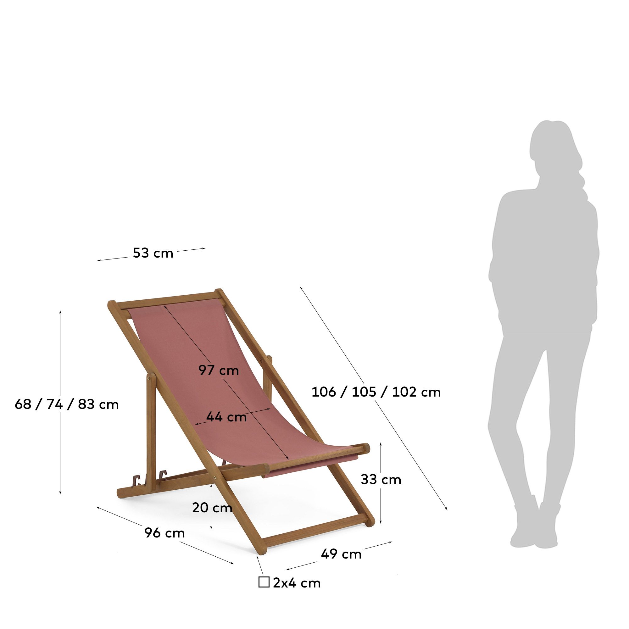 Шезлонг La Forma Adredna из массива акации терракотовый