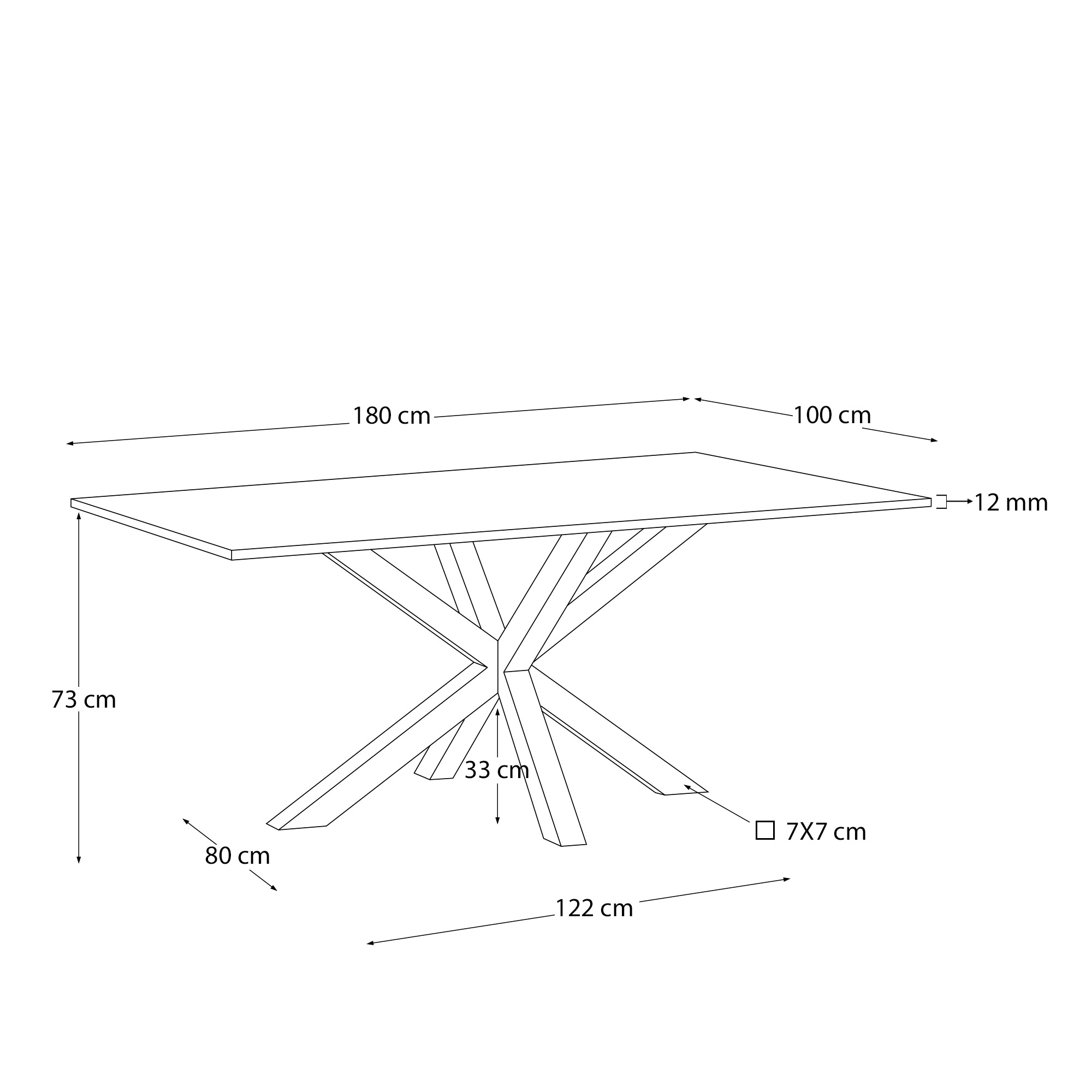 Стол обеденный La Forma Argo из керамики Iron Moss стальные ножки под дерево 180 x 100 196810