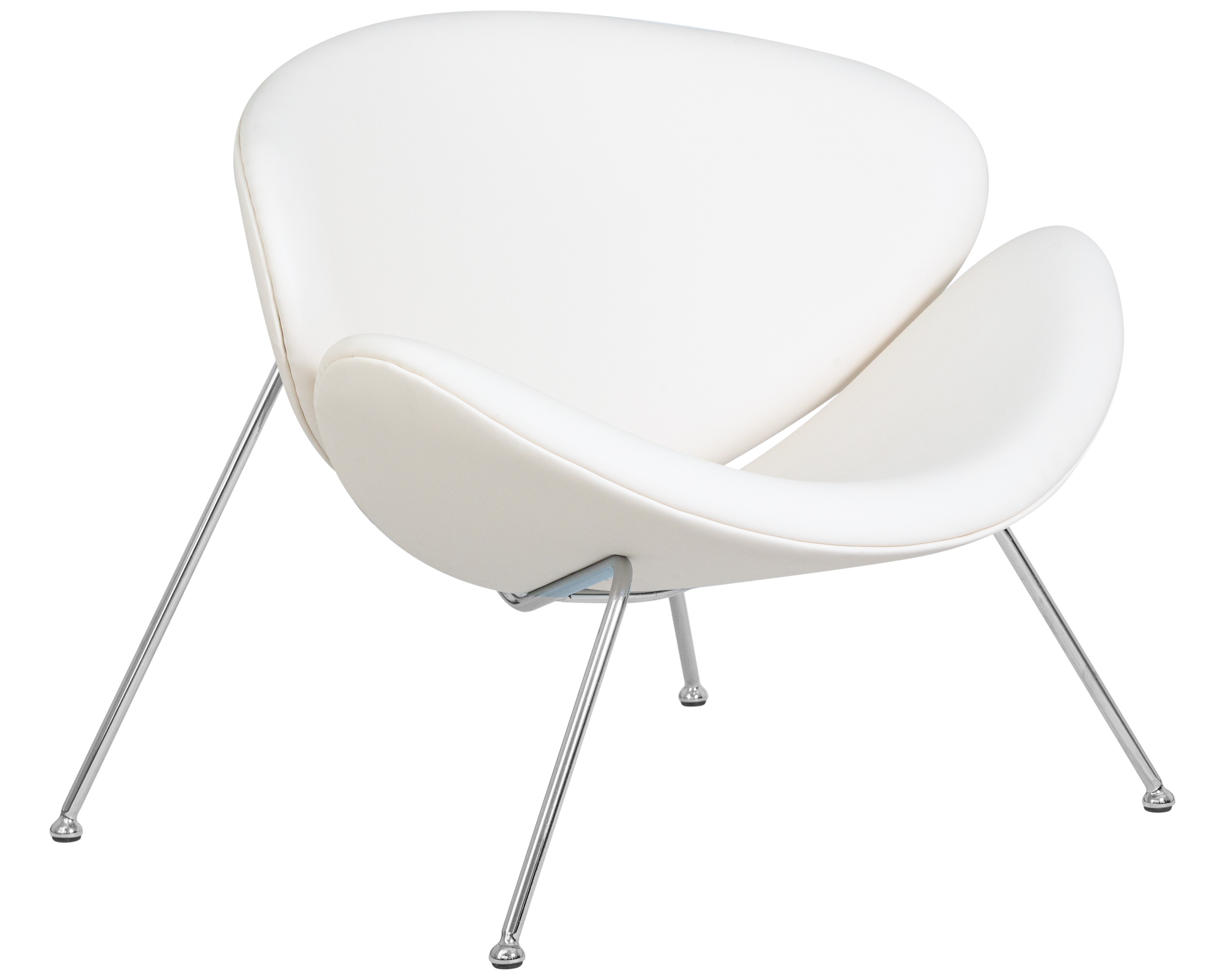 Кресло дизайнерское DOBRIN EMILY белый винил YP17, хромированная сталь