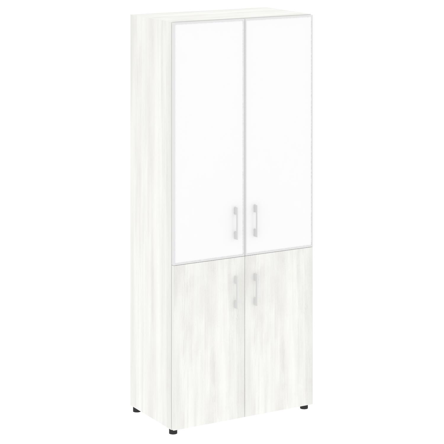 Шкаф (2 низких фасада + 2 средних фасада стекло лакобель белое в раме) Riva YALTA LT.ST-1.2 R white