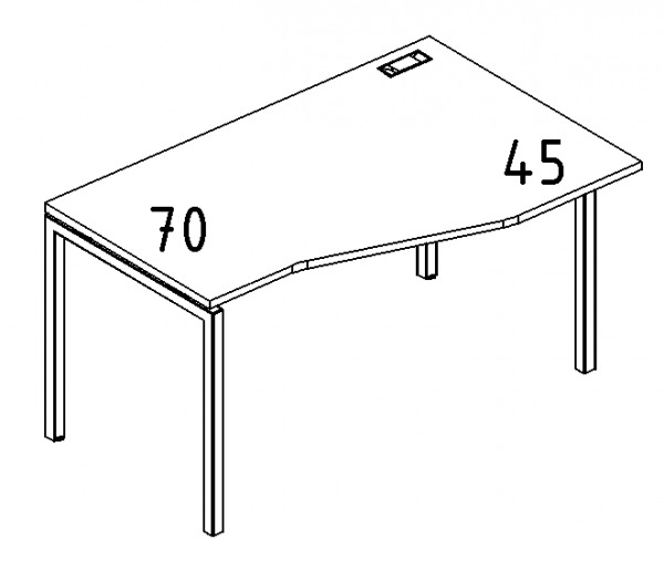 Стол эргономичный правый Техно 140х90х75 на металлокаркасе DUE А4 2 064