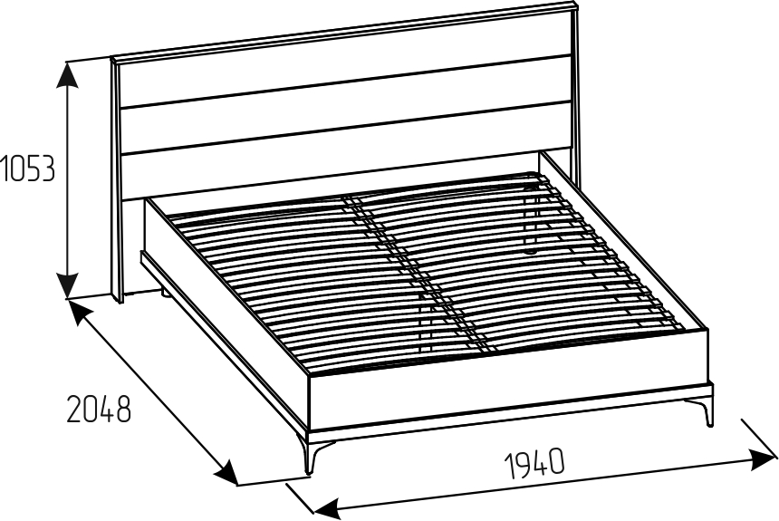 Кровать Кара 9 со стационарным основанием металл (1600)