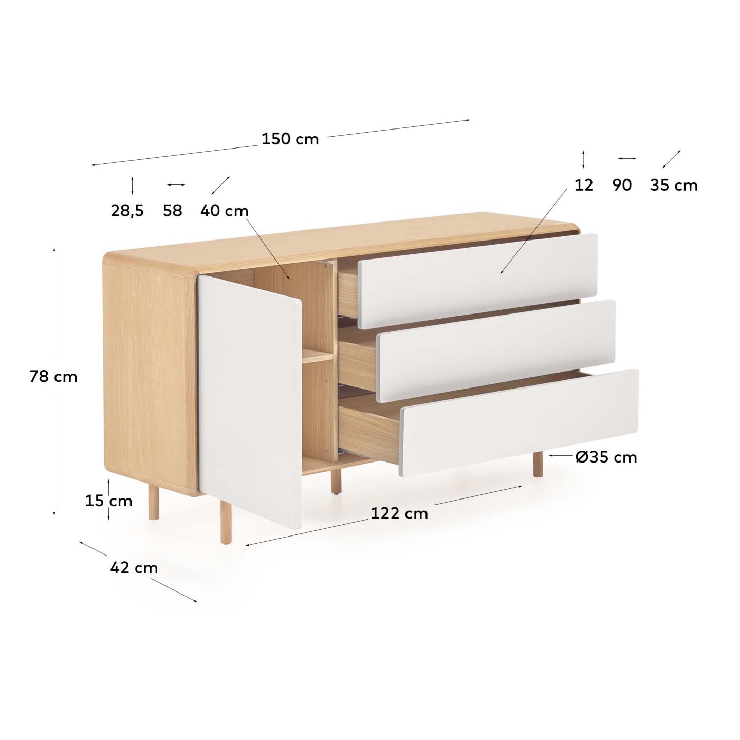 Сервант La Forma Anielle из массива и шпона ясеня 150 x 78 см