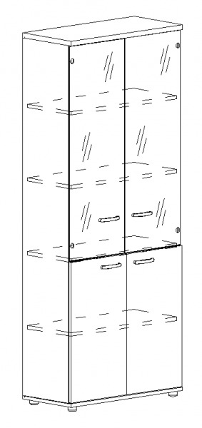 Шкаф для документов со стеклянными прозрачными дверьми А4 9379