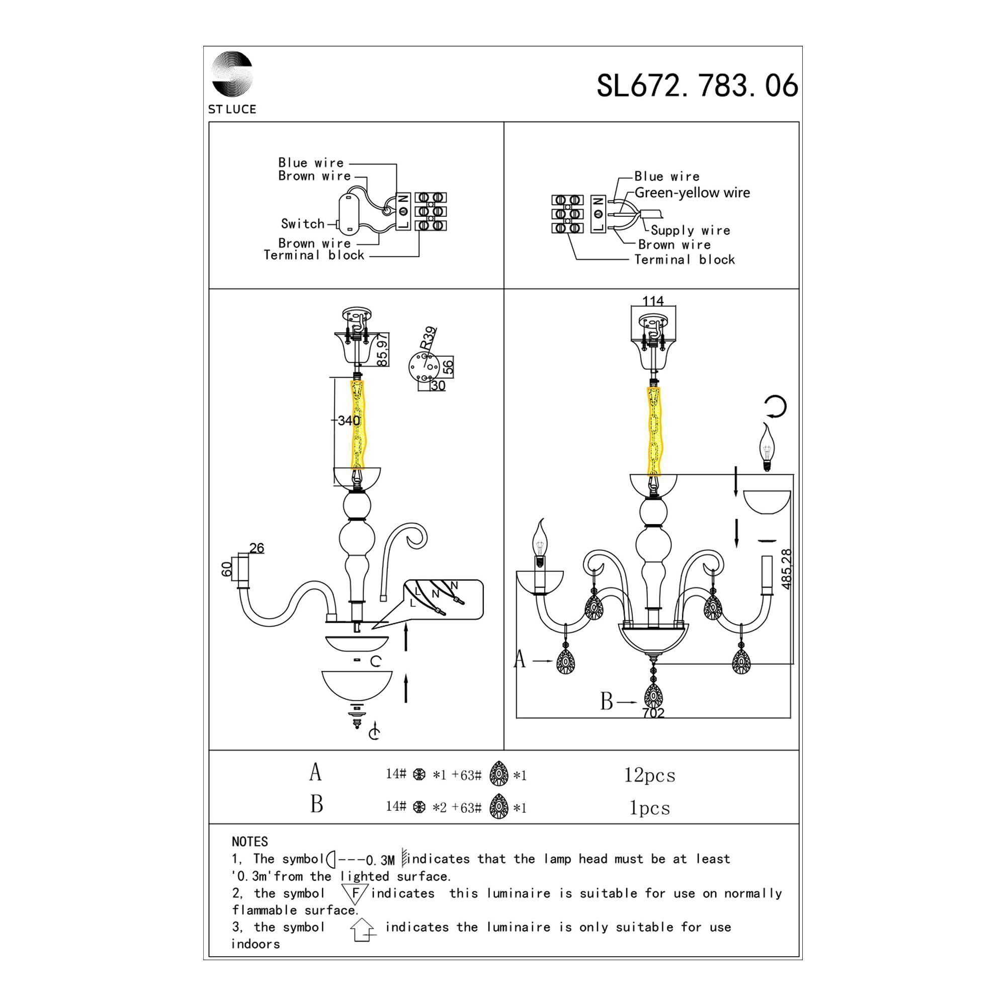 Подвесная люстра ST LUCE ORNATO SL672.783.06