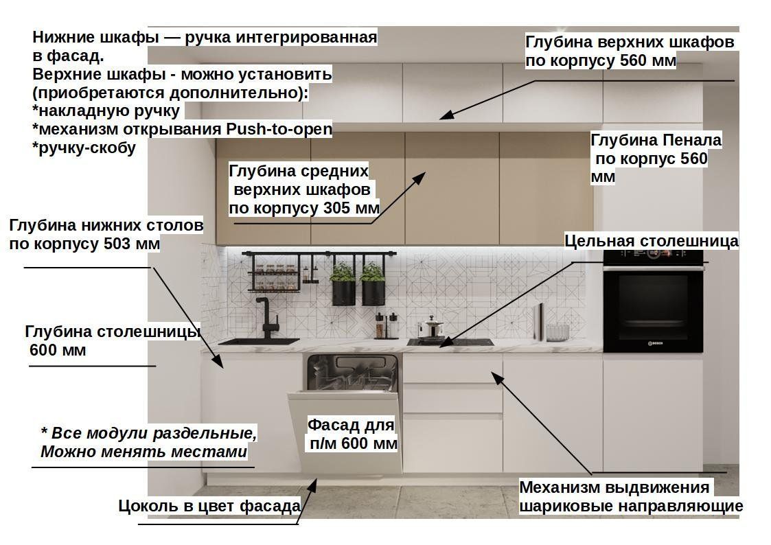 Прямой кухонный гарнитур Тальк / Пикрит Лайн 3 метра (арт.56) купить в  Екатеринбурге | Интернет-магазин VOBOX