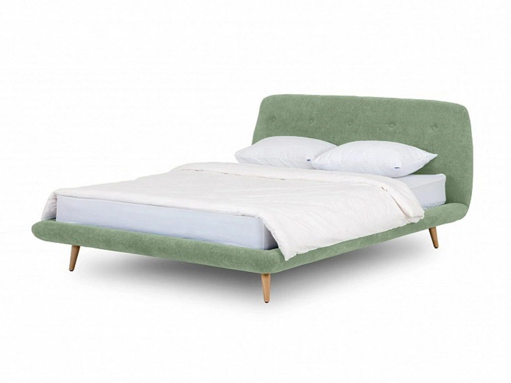Кровать с мягким изголовьем Loa 160x200 зеленый