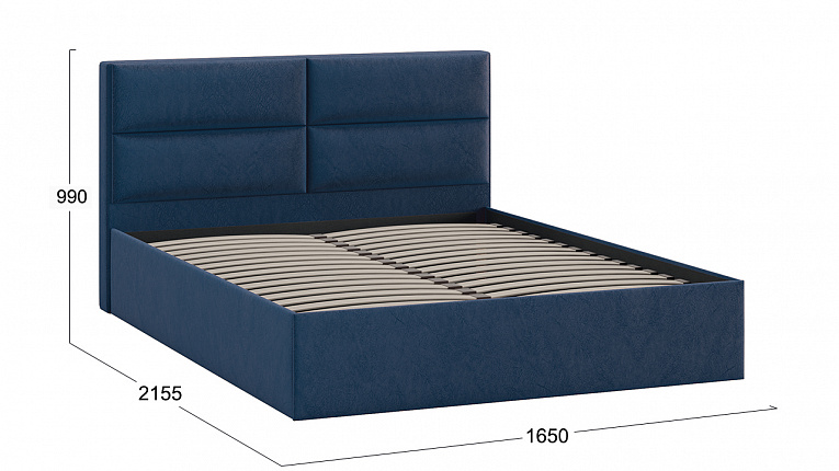 Кровать без подъемного механизма Глосс Трия Тип 1 Микровелюр Wellmart Blue 1600x2000