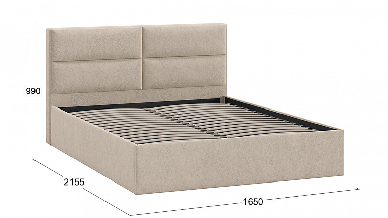 Кровать без подъемного механизма Глосс Трия Тип 1 Микровелюр Wellmart Dark Beige 1600x2000