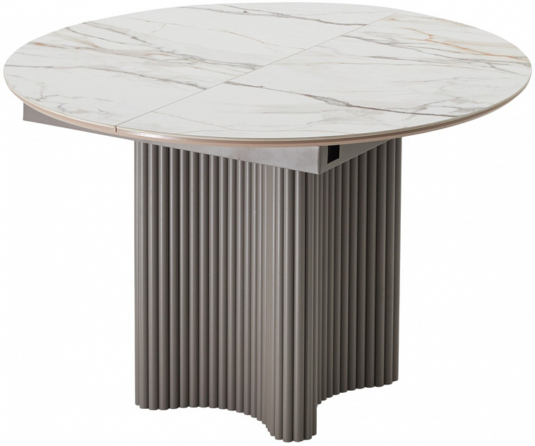 Стол АДАЖИО 115 КРУГЛЫЙ GILT WHITE / ГИЛТ ВАЙТ, керамика / Латте каркас