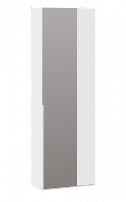 Шкаф для одежды угловой с зеркальной дверью Порто белый жемчуг белый софт СМ-393.07.232