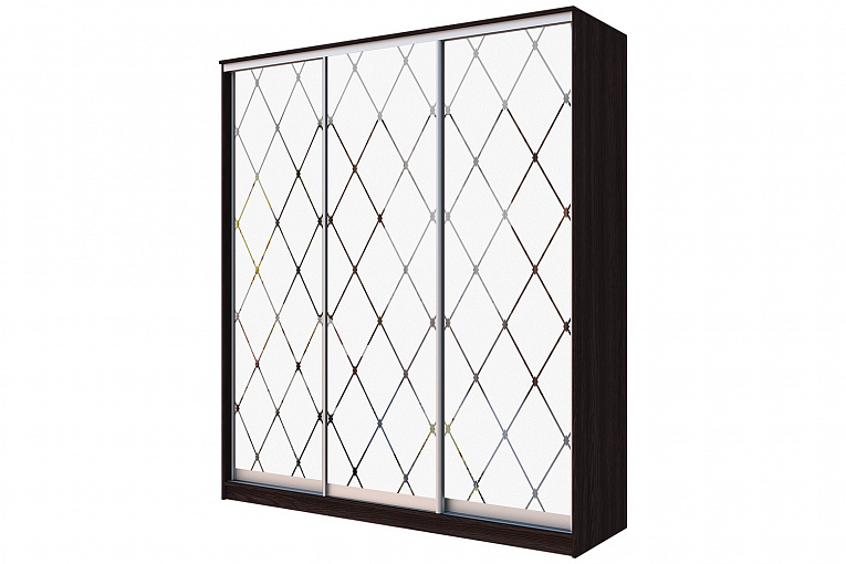 Шкаф-купе 3-х дверный зеркало с пескоструйным рисунком (гл.620) Аллоджио Хит-24-18-666 Венге