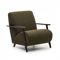 Кресло La Forma Meghan зеленая ткань букле ножки с отделкой венге