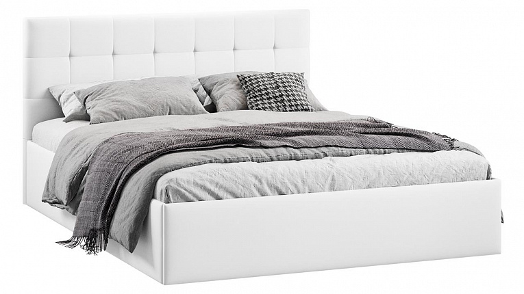 Кровать 140х200 с подъемным механизмом Джоли ТриЯ экокожа Polo white белый