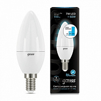 Лампа Gauss Свеча 7W 550lm 4100К E14 шаг. диммирование LED 1/10/100