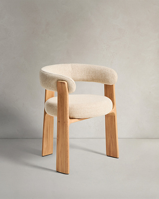 Уличный стул La Forma Granite бежевый с ножками из тикового дерева 481791