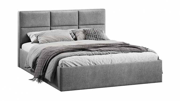 Кровать 180х200 c подъемным механизмом Стелла микровелюр Wellmart Silver Трия